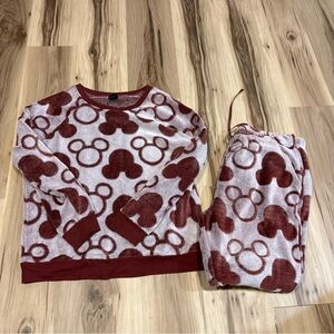 Disney Mickey Pajama Set Fleece Women’s Size Large